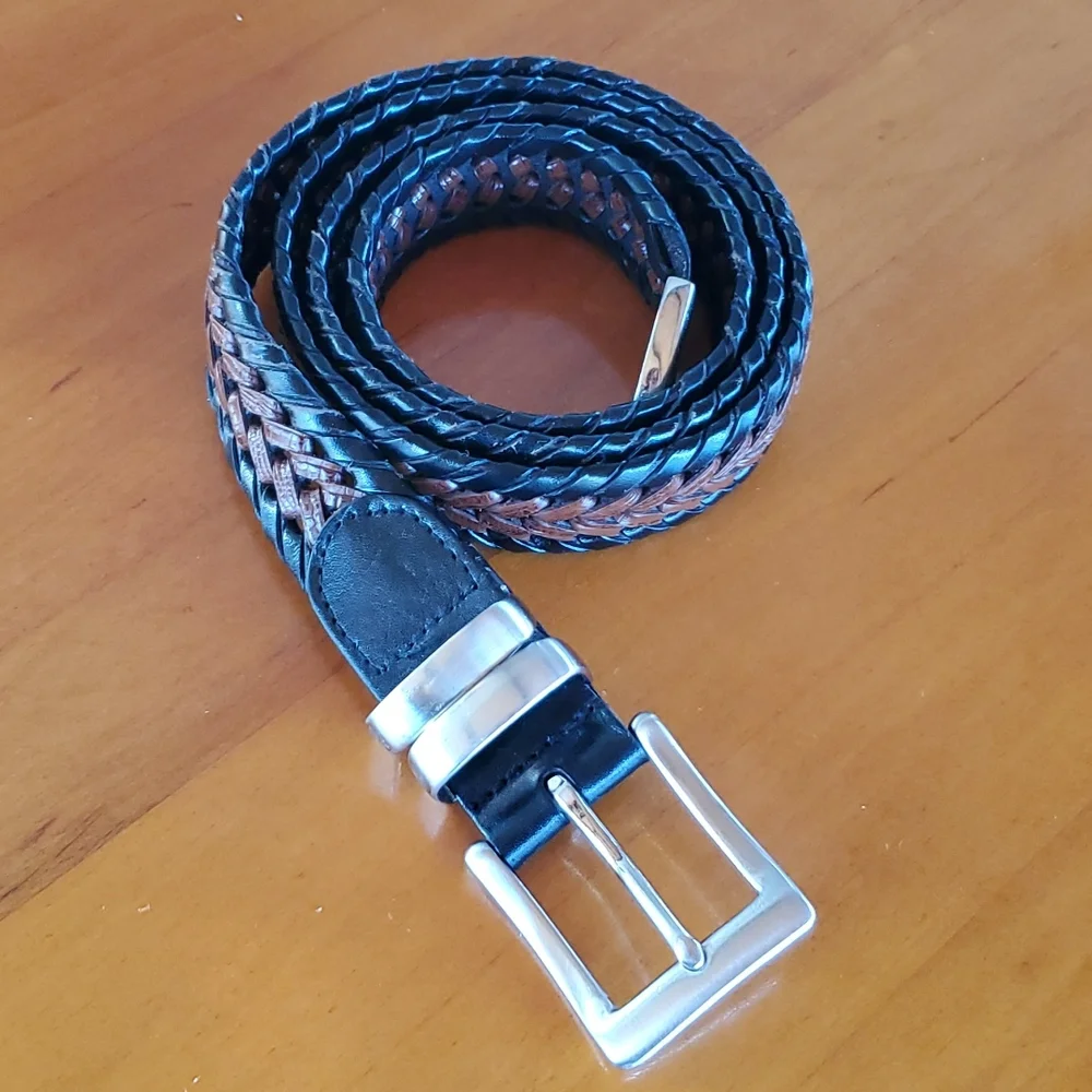 PGA Tour Leather Braided Belt Size 38